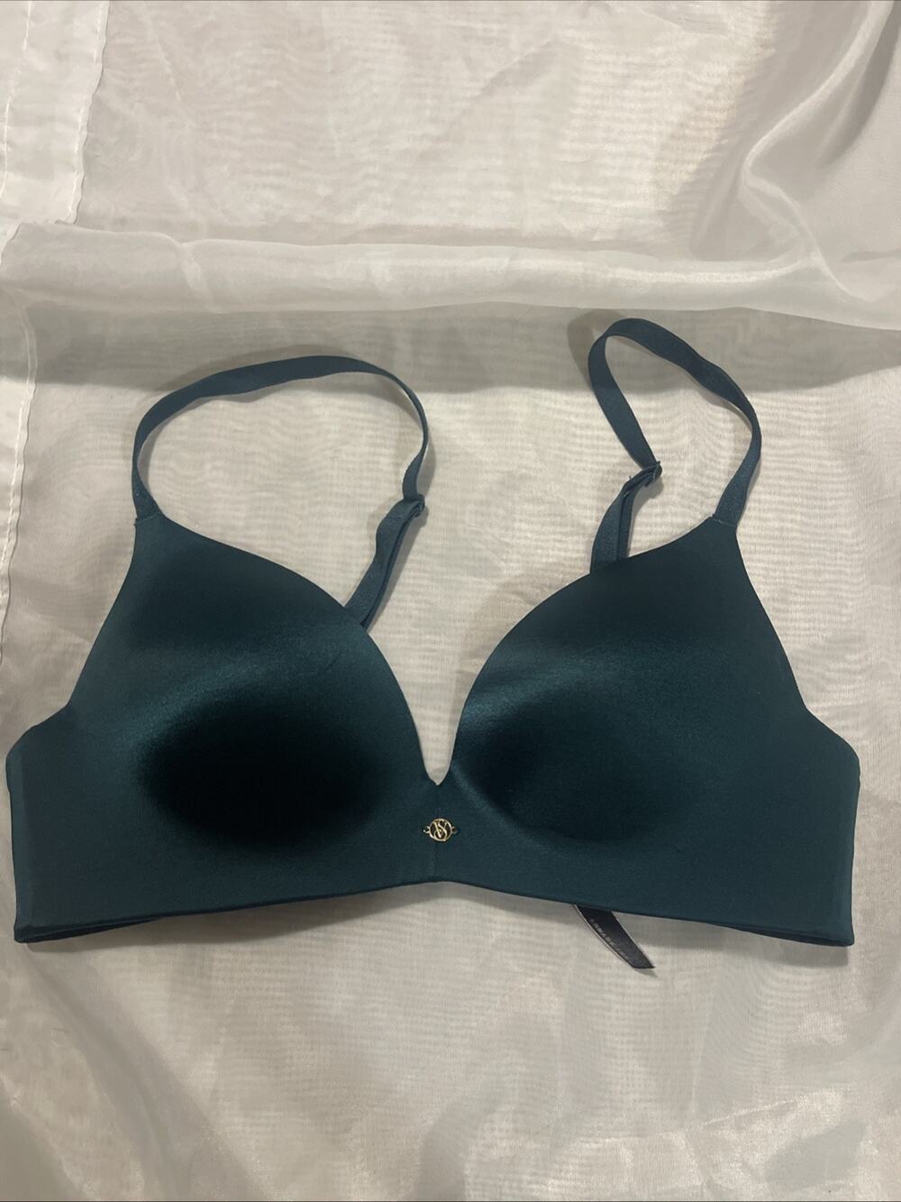 Victoria Secret Deep Green Bra Push Up 34B Padded Womens 34 B holiday